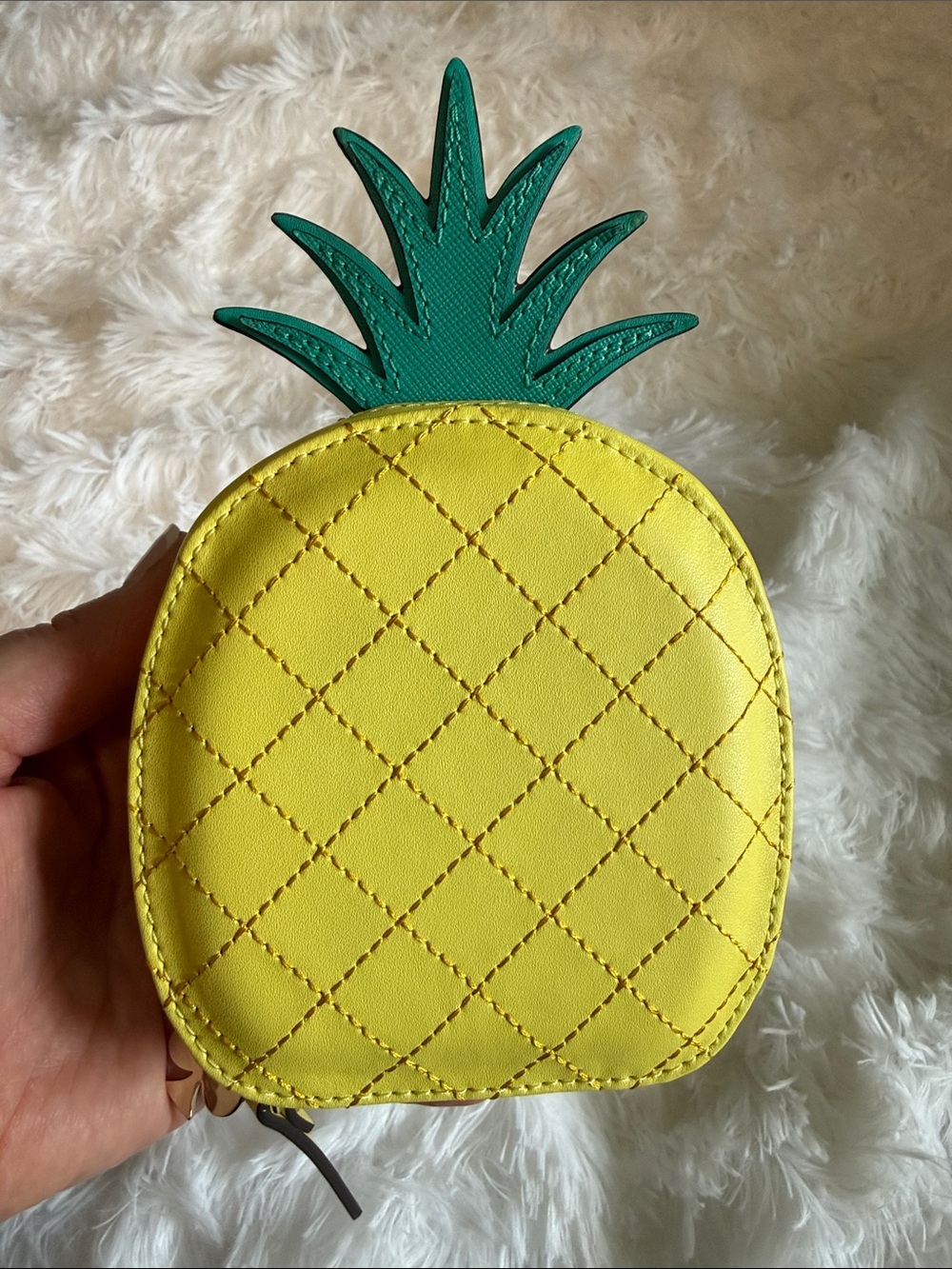 kate spade Yellow Pineapple Coin Pouch with Green Top - Picture 4 of 7